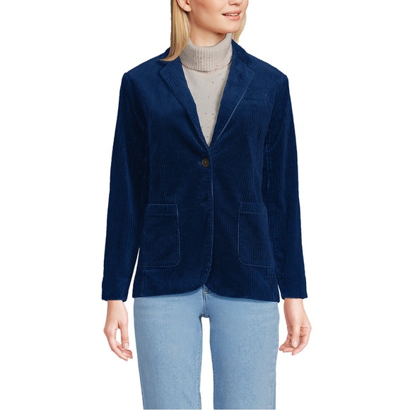 Land’s End Women's Purple Corduroy Blazer Jacket with elbow patches size 14-16 - Picture 11 of 11